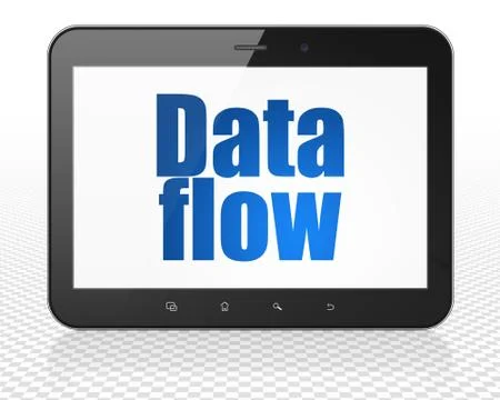 Data concept: Tablet Pc Computer with Data Flow on display 스톡 일러스트