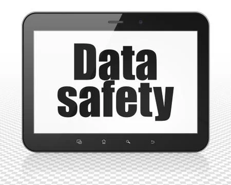 Data concept: Tablet Pc Computer with Data Safety on display 스톡 일러스트