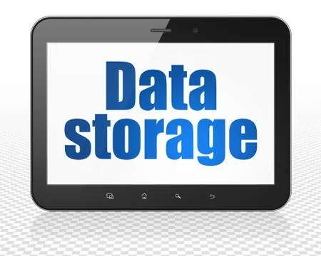 Data concept: Tablet Pc Computer with Data Storage on display Stock Illustration