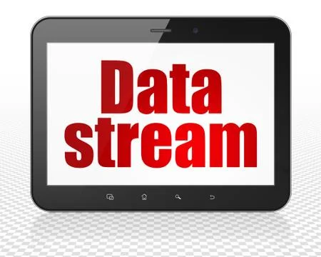 Data concept: Tablet Pc Computer with Data Stream on display Stock Illustration