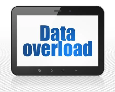 Data concept: Tablet Pc Computer with Data Overload on display Stock Illustration