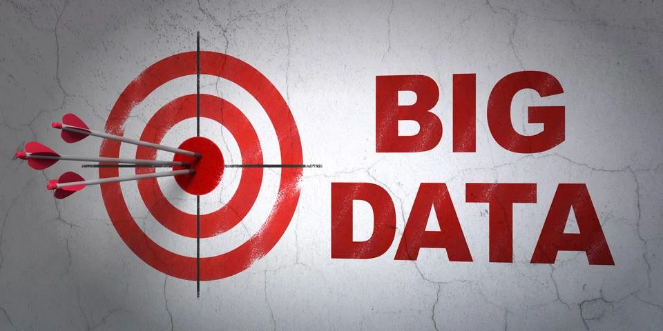 Data concept: target and Big Data on wall background Stock Illustration