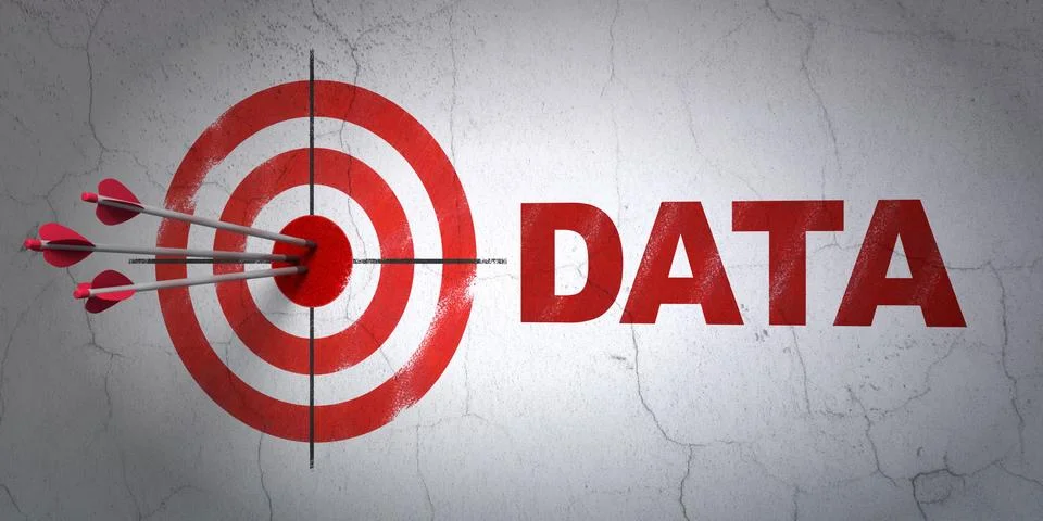Data concept: target and Data on wall background Illustrazione stock
