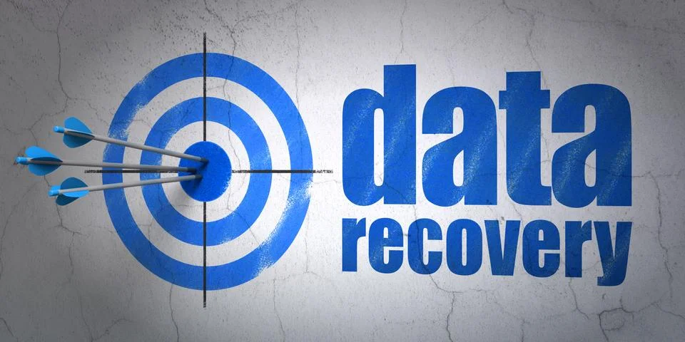 Data concept: target and Data Recovery on wall background Stock Illustration
