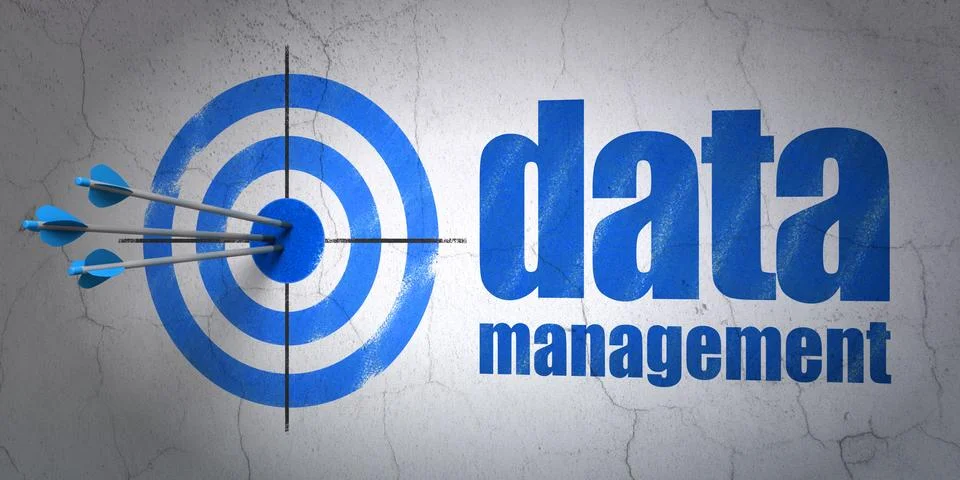 Data concept: target and Data Management on wall background Stock Illustration