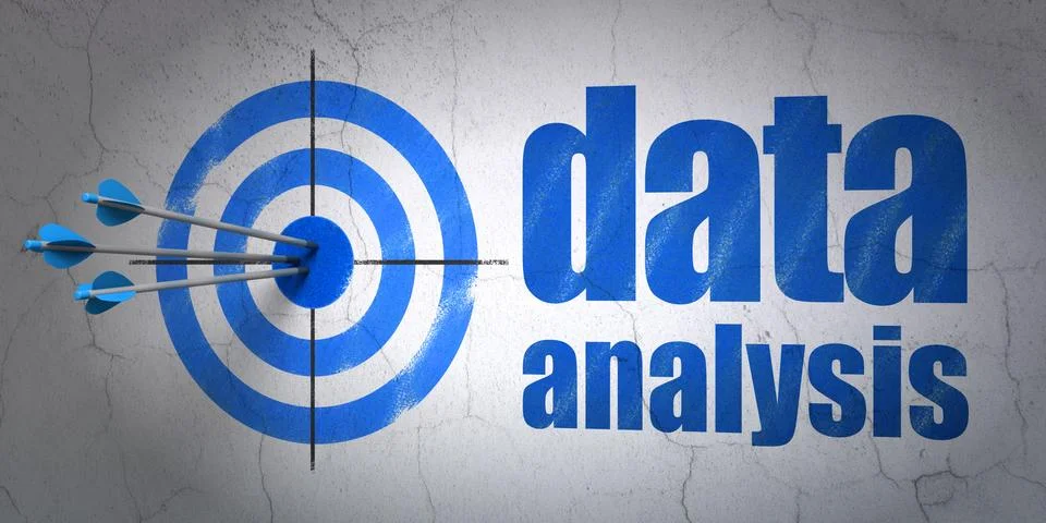 Data concept: target and Data Analysis on wall background Stock Illustration