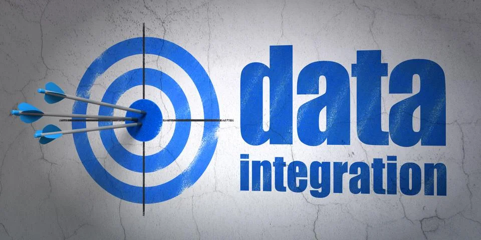 Data concept: target and Data Integration on wall background Illustrazione stock