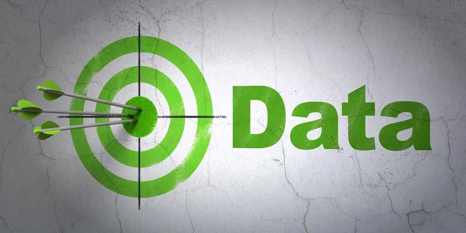 Data concept: target and Data on wall background Stock Illustration