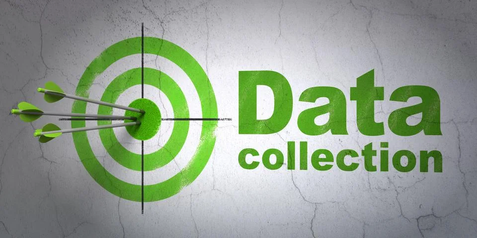 Data concept: target and Data Collection on wall background Stock Illustration
