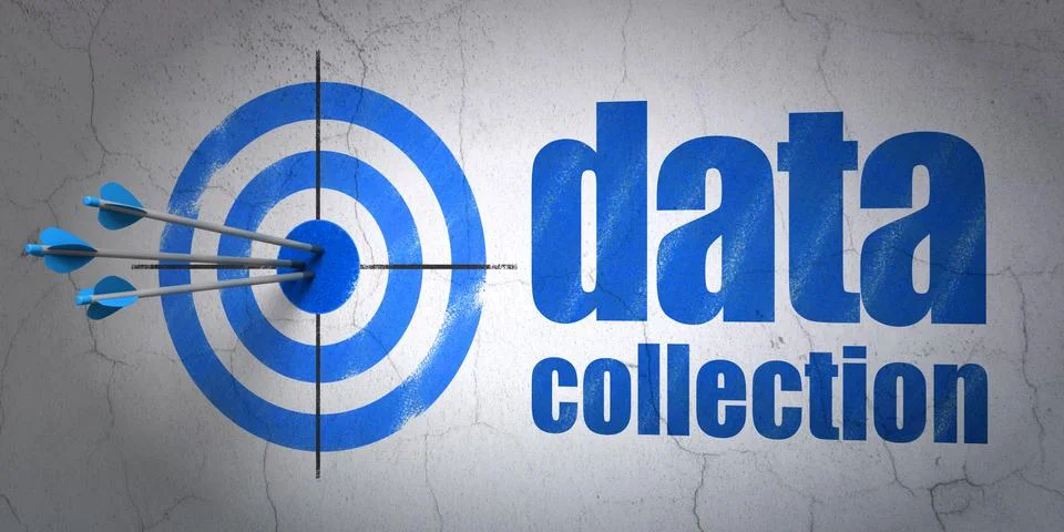 Data concept: target and Data Collection on wall background Stock Illustration