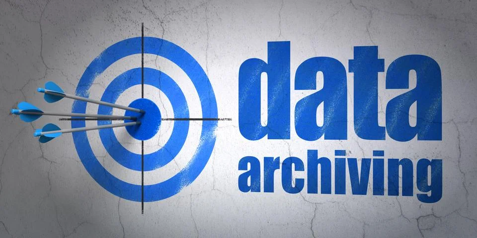 Data concept: target and Data Archiving on wall background Stock Illustration