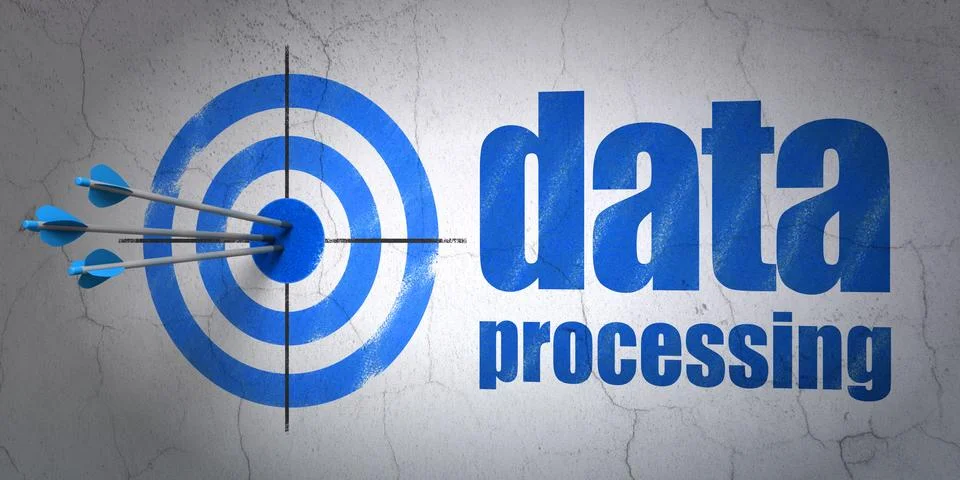 Data concept: target and Data Processing on wall background Stock Illustration