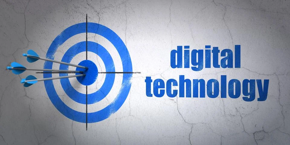 Data concept: target and Digital Technology on wall background Stock Illustration