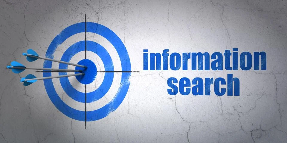 Data concept: target and Information Search on wall background Stock Illustration