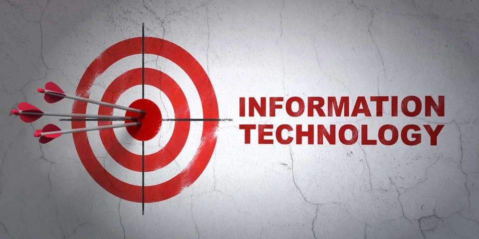 Data concept: target and Information Technology on wall background Stock Illustration