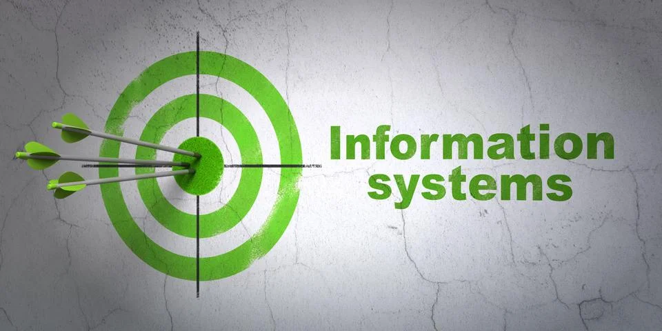 Data concept: target and Information Systems on wall background Stock Illustration