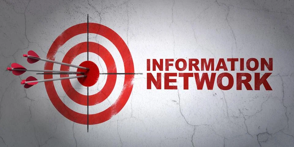 Data concept: target and Information Network on wall background Stock Illustration