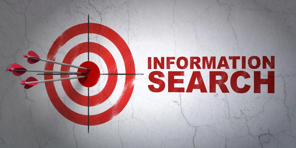 Data concept: target and Information Search on wall background Stock Illustration
