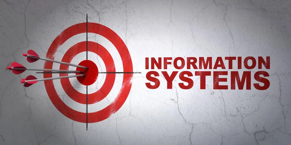 Data concept: target and Information Systems on wall background Stock Illustration
