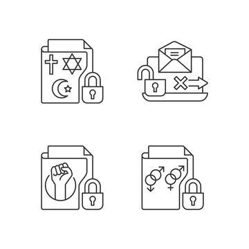Data confidentiality linear icons set Illustrazione stock