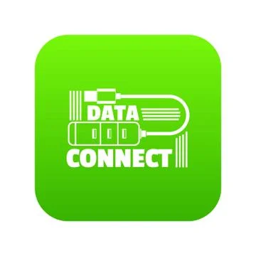 Data connect icon green vector 스톡 일러스트