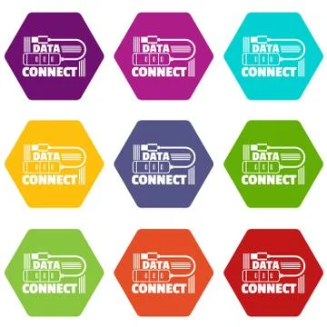 Data connect icons set 9 Stockillustratie