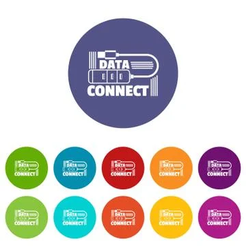 Data connect icons set vector color イラスト素材