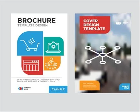 Data connection brochure flyer design template Stock Illustration