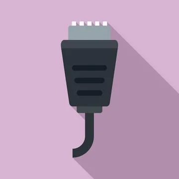 Data connection cable icon, flat style Stock Illustration