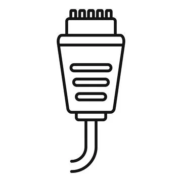 Data connection cable icon, outline style Stock Illustration
