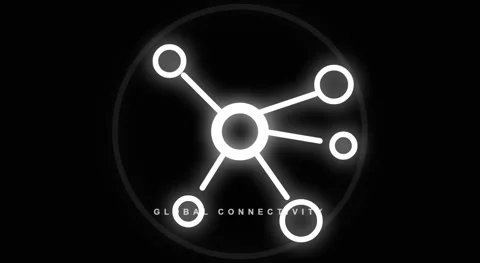 Data Connection Hub Network Node HUD Animation Stockbeeldmateriaal 335400303