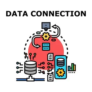 Data connection processing and storing digital information イラスト素材