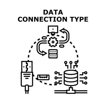 Data connection type concept integrating computer network transmission イラスト素材