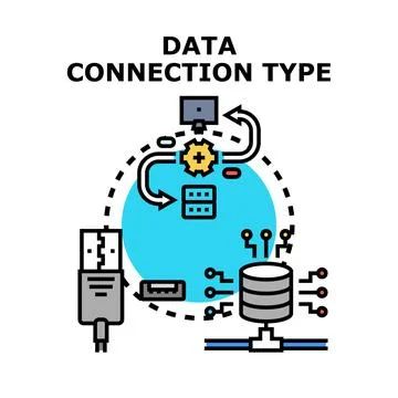 Data connection type concept integrating computer network transmission 스톡 일러스트