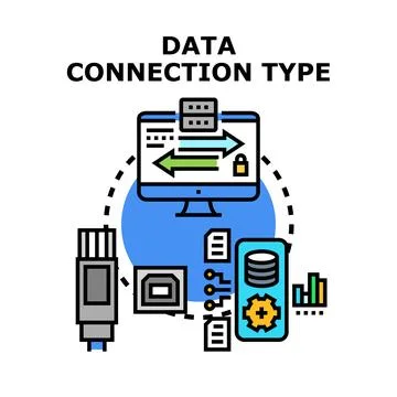 Data connection type exploring digital networking options Stockillustratie