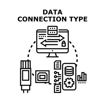 Data connection type exploring digital networking options Stock Illustration