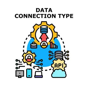 Data connection type managing digital information sharing Stock Illustration