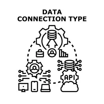 Data connection type managing digital information sharing Stock Illustration