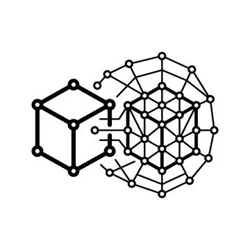 Data connectivity and cube information network structure icon with connectivi 库存插图