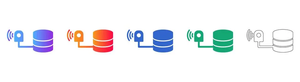 Data Connectivity and Server Icon Set Stock Illustration