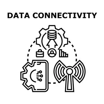 Data connectivity concept linking wireless transmission and digital informati Stock Illustration
