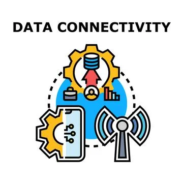 Data connectivity concept linking wireless transmission and digital informati Stock Illustration