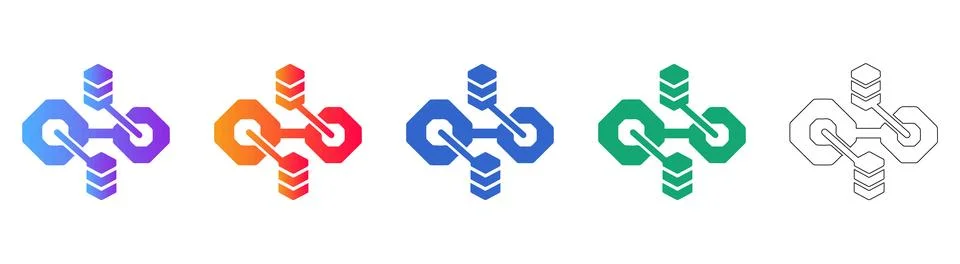 Data Connectivity Hub Icon Set Stock Illustration