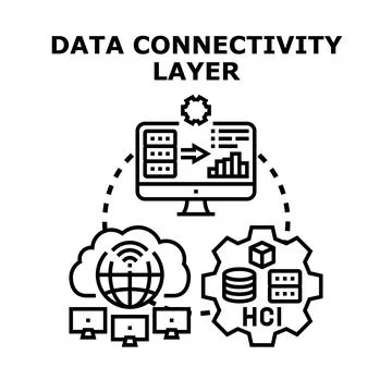 Data connectivity layer concept for modern technology systems Stock Illustration
