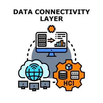 Data connectivity layer concept for modern technology systems Stock Illustration