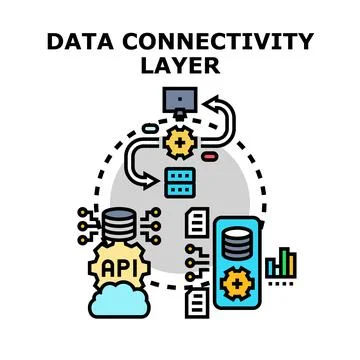 Data connectivity layer connecting various network components Stock Illustration