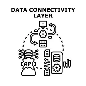 Data connectivity layer connecting various network components Stock Illustration