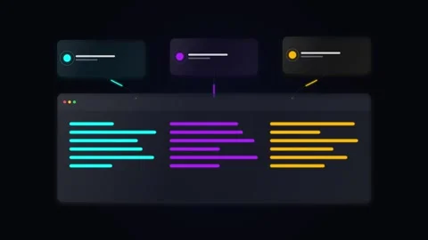 Data Consolidation and Information Processing Workflow Animation in a Dark .. Видео 347360742