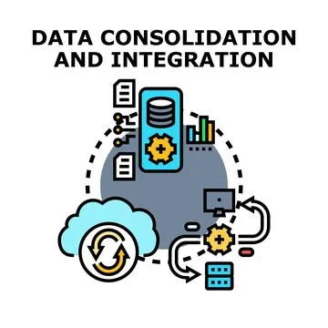 Data consolidation and integration process vector illustration Stockillustratie