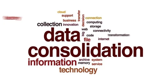 Data consolidation animated word cloud, text design animation. Stock Footage 73996613
